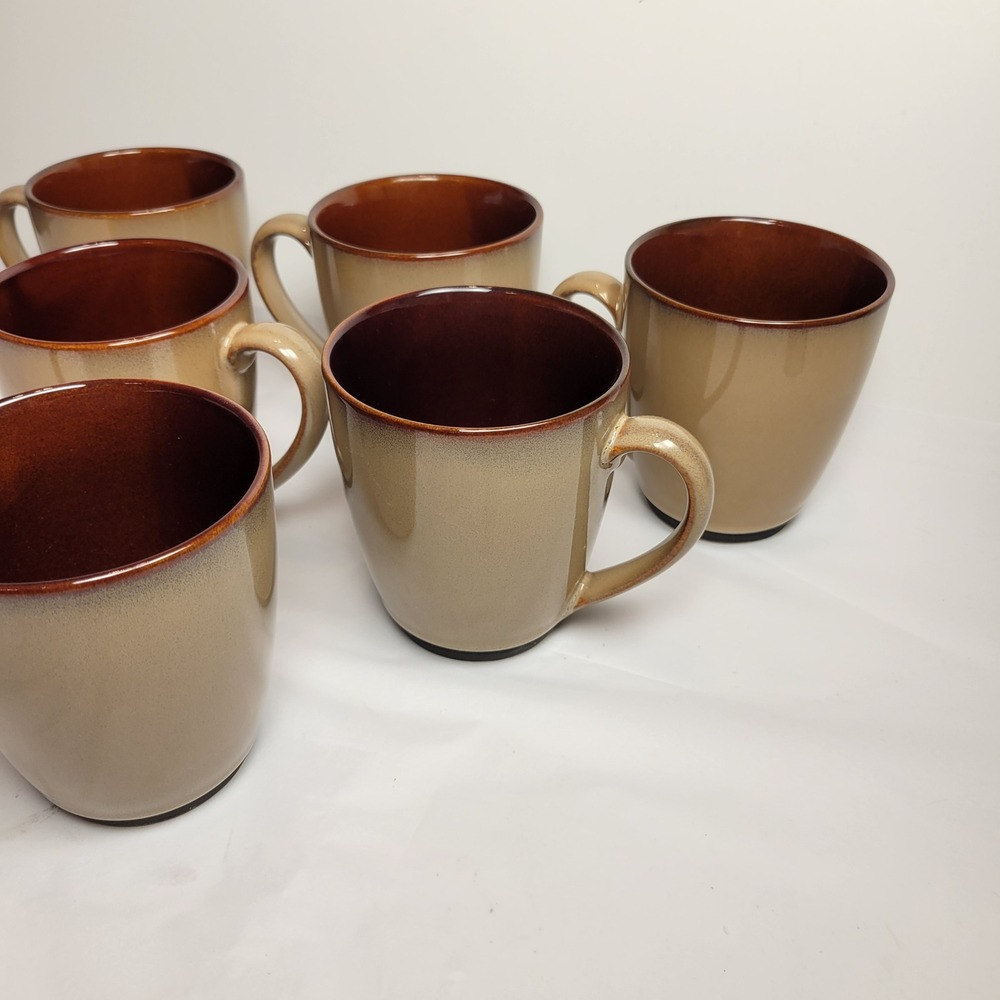 Sango Nova Brown Coffee Mugs‎ Set of 6 Tan Brown Excellent 4933 Stoneware - Picture 4 of 8